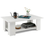Modern 36 Inch 2-Tier Coffee Table with Storage Shelf 25 Modern 36 Inch 2-Tier Coffee Table with Storage Shelf