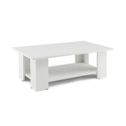 Modern 36 Inch 2-Tier Coffee Table with Storage Shelf 3 Modern 36 Inch 2-Tier Coffee Table with Storage Shelf - Image 3