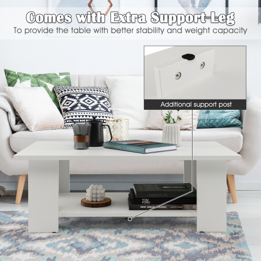 Modern 36 Inch 2-Tier Coffee Table with Storage Shelf 6 Modern 36 Inch 2-Tier Coffee Table with Storage Shelf - Image 6