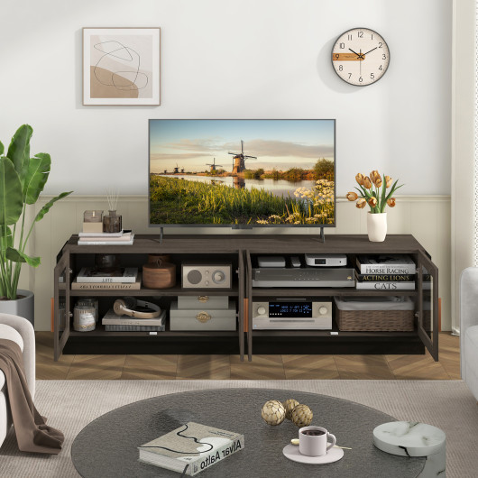 TV Stand with Tempered Glass Doors for TVs up to 75 Inches - Image 2