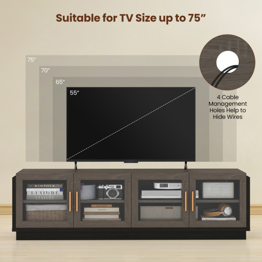 TV Stand with Tempered Glass Doors for TVs up to 75 Inches - Image 7
