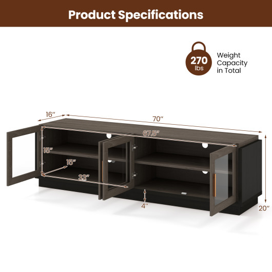 TV Stand with Tempered Glass Doors for TVs up to 75 Inches - Image 5