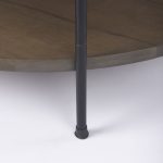 Larkin 42" Round Two-Tier White Marble Top and Solid Wood Shelf w/ Black Metal Frame Coffee Table