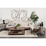 Larkin II Marble and Medium Brown Wood Round Tabletop Nesting End/Side Tables