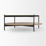 Larkin Marble Top w/ Brown Wood Shelf Round Coffee Table