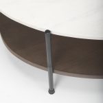 Larkin White Marble Top w/ Dark Brown Wood Shelf Oval Coffee Table