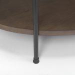 Larkin White Marble Top w/ Dark Brown Wood Shelf Oval Coffee Table