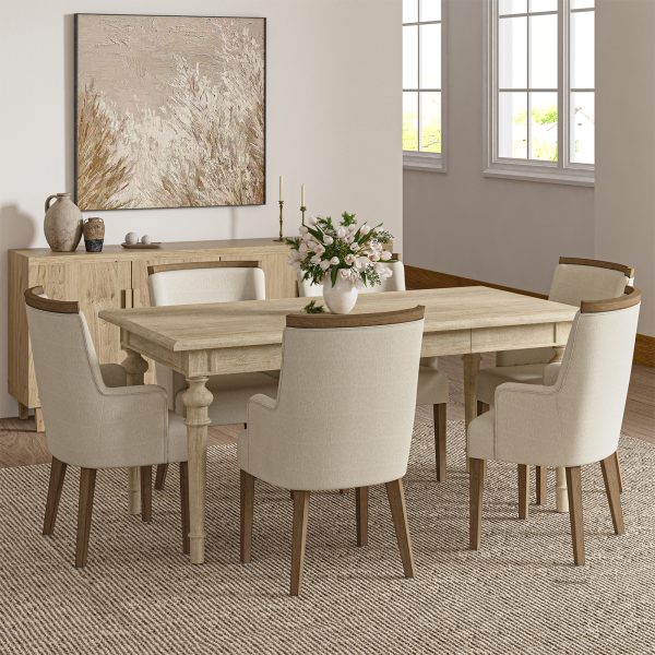 Larry Oak Spindle Leg Farmhouse Dining Table with Drawers Seats Six 1