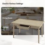 Larry Oak Spindle Leg Farmhouse Dining Table with Drawers, Seats Six