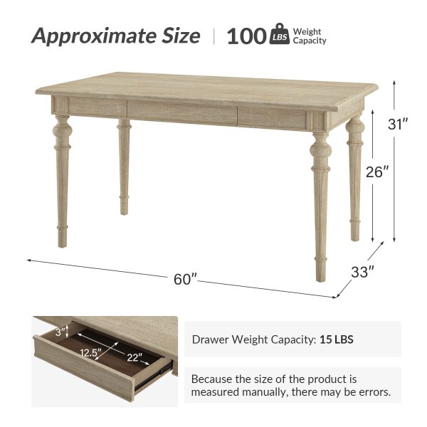 Larry Oak Spindle Leg Farmhouse Dining Table with Drawers Seats Six 4