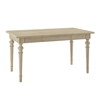 Larry Oak Spindle Leg Farmhouse Dining Table with Drawers, Seats Six