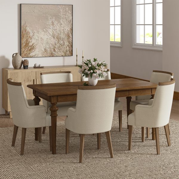 Larry Walnut Farmhouse Spindle Leg Dining Table Seats Six 1