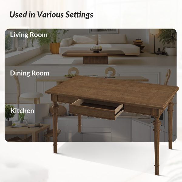 Larry Walnut Farmhouse Spindle Leg Dining Table Seats Six 2