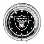Las Vegas Raiders 14" Neon Chrome Clock Illuminates Room
