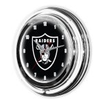 Las Vegas Raiders 14" Neon Chrome Clock Illuminates Room