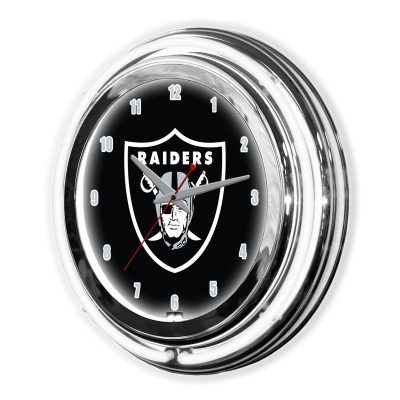 Las Vegas Raiders 14" Neon Chrome Clock Illuminates Room
