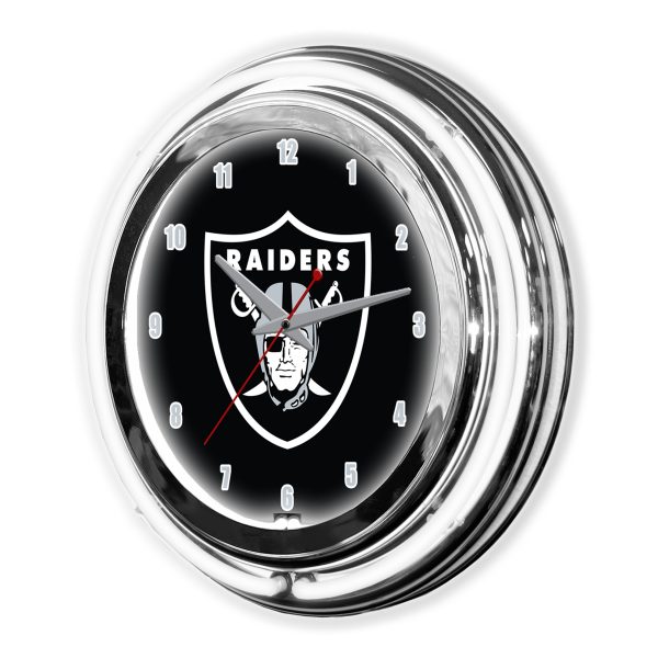Las Vegas Raiders 14 Neon Chrome Clock Illuminates Room