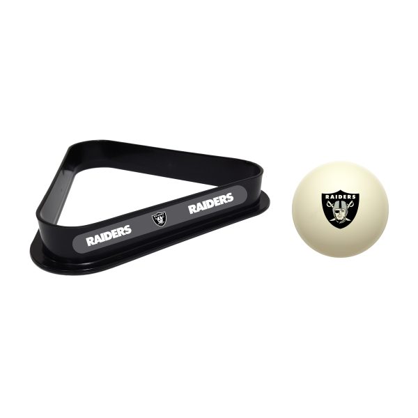 Las Vegas Raiders Billiard Cue Ball and Rack Set 1
