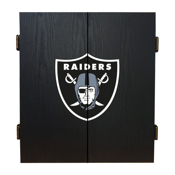 Las Vegas Raiders Bristle Dartboard Cabinet Set 2