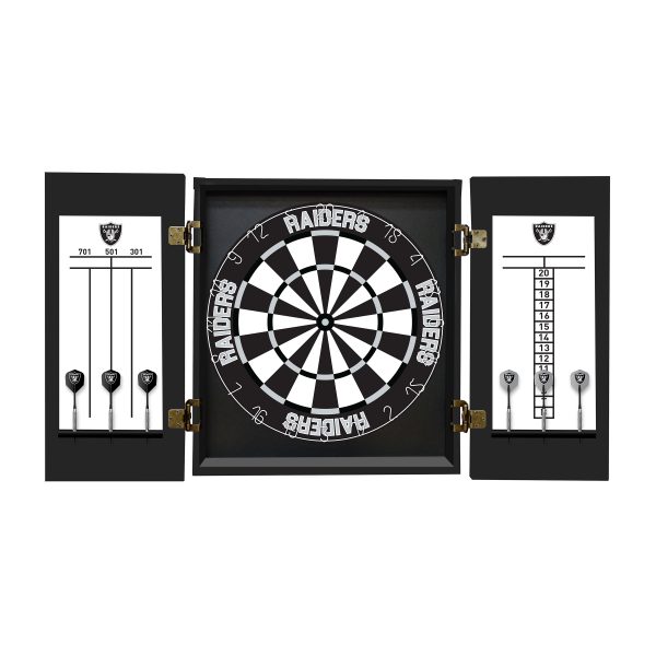 Las Vegas Raiders Bristle Dartboard Cabinet Set 3