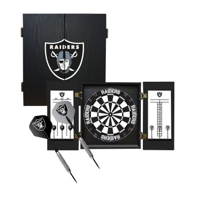 Las Vegas Raiders Bristle Dartboard Cabinet Set