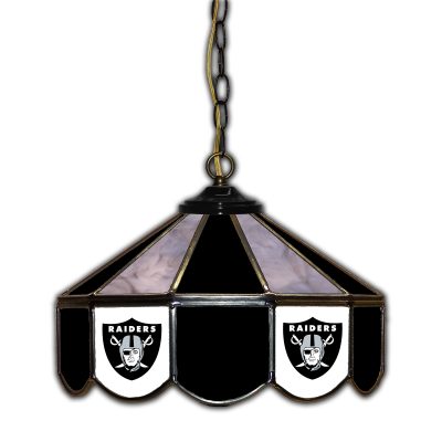 Las Vegas Raiders Handcrafted Stained Glass Pub Lamp 14 inch