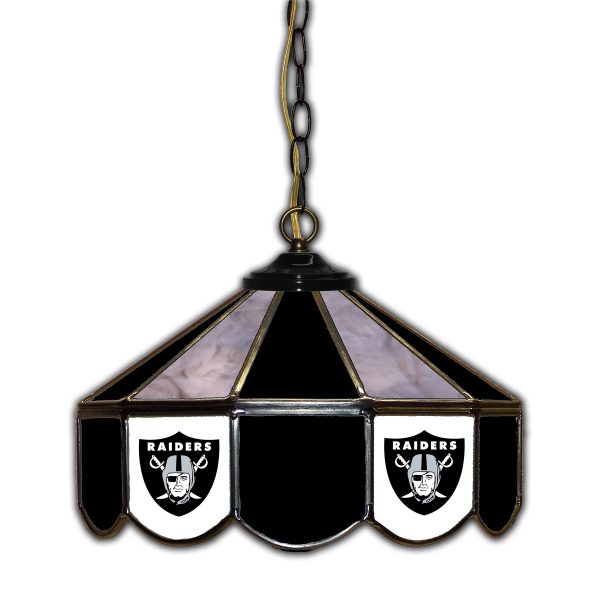 Las Vegas Raiders Handcrafted Stained Glass Pub Lamp 14 inch