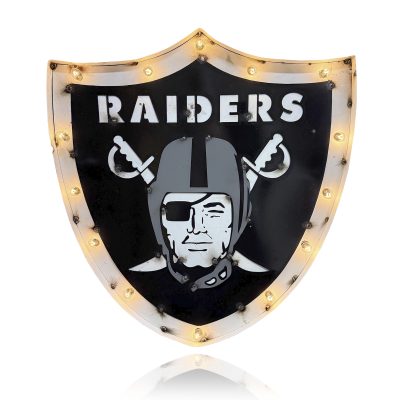 Las Vegas Raiders Lighted Recycled Metal NFL Logo Sign