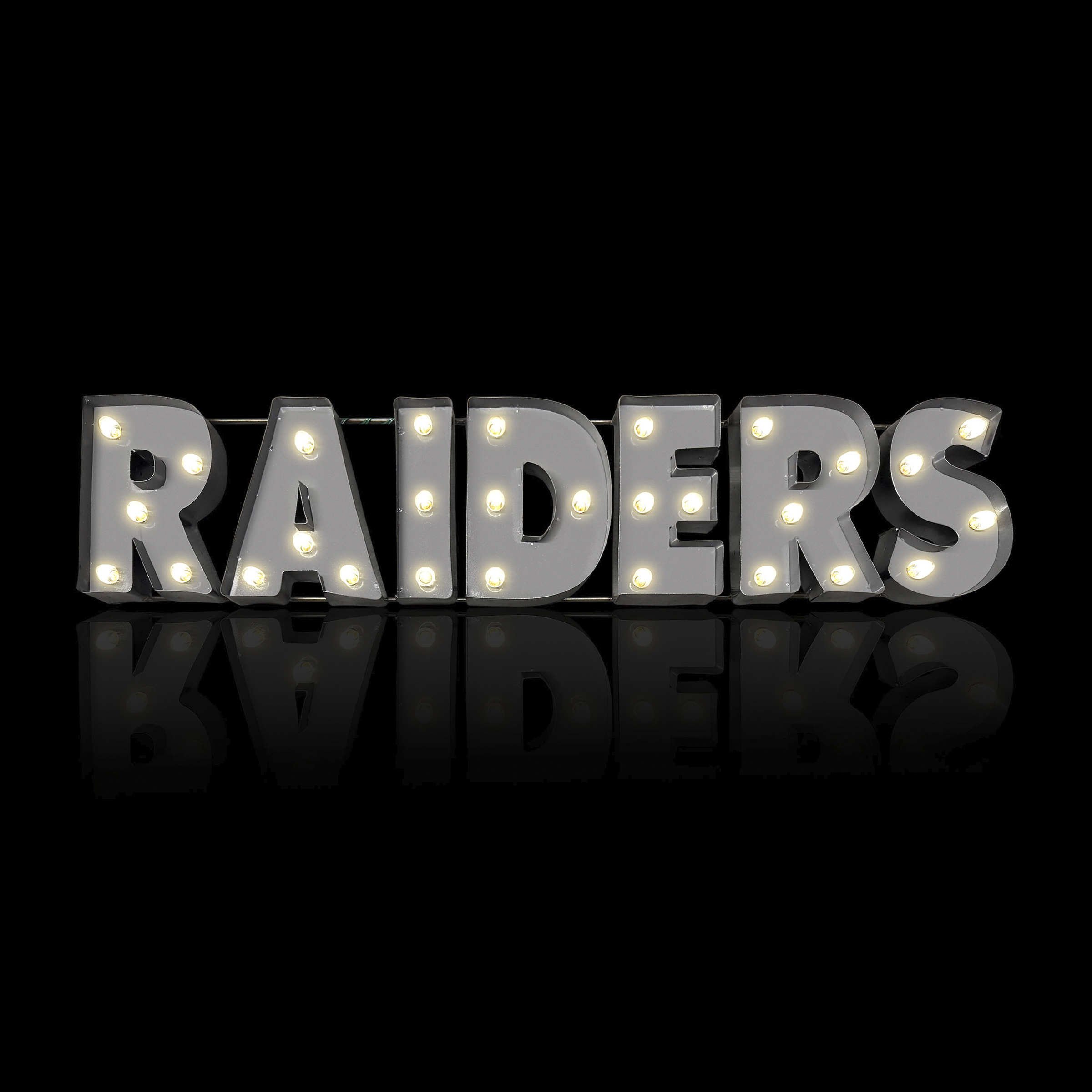 Las Vegas Raiders Lighted Recycled Metal Wordmark Logo Sign 3 Las Vegas Raiders Lighted Recycled Metal Wordmark Logo Sign - Image 3
