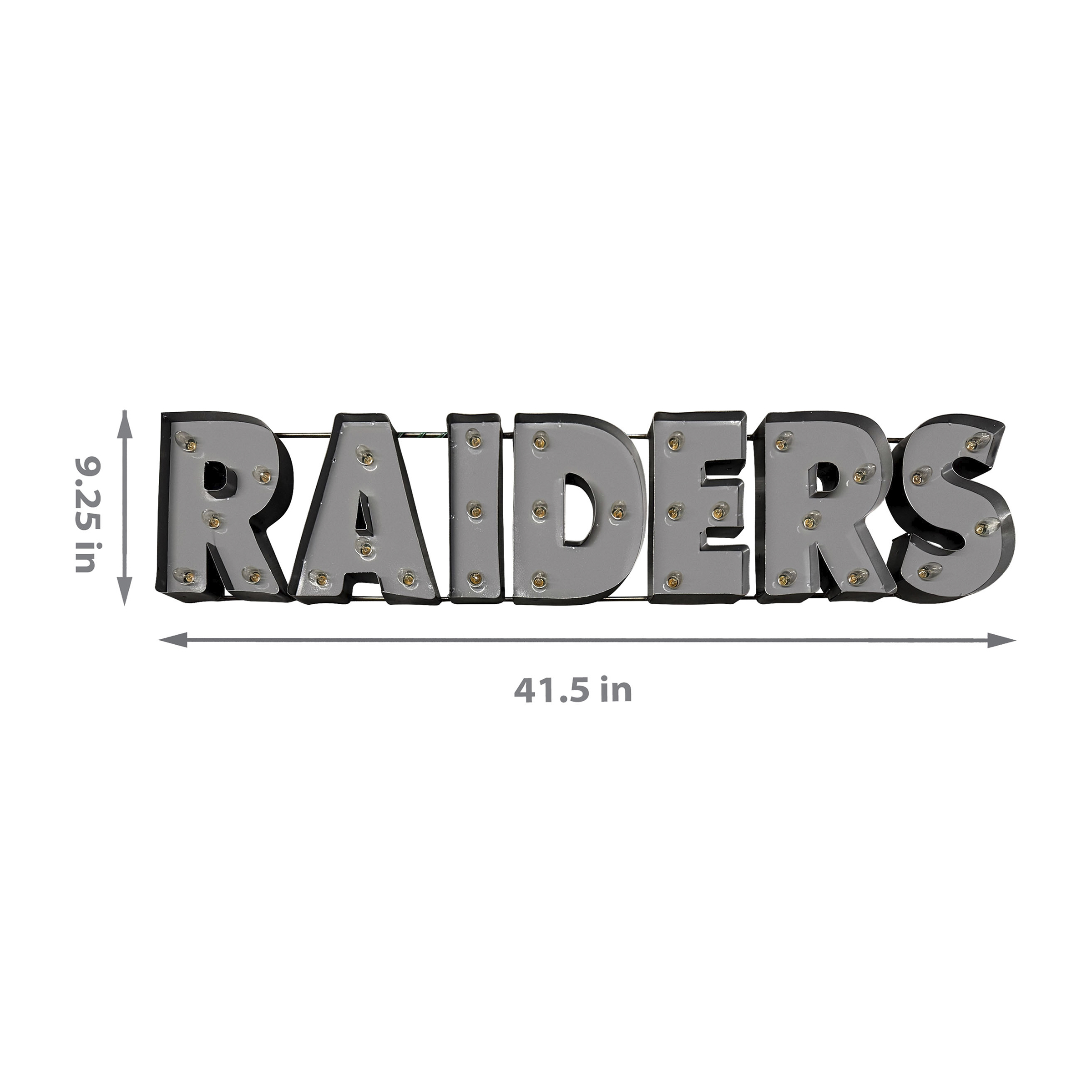 Las Vegas Raiders Lighted Recycled Metal Wordmark Logo Sign 5 Las Vegas Raiders Lighted Recycled Metal Wordmark Logo Sign - Image 5