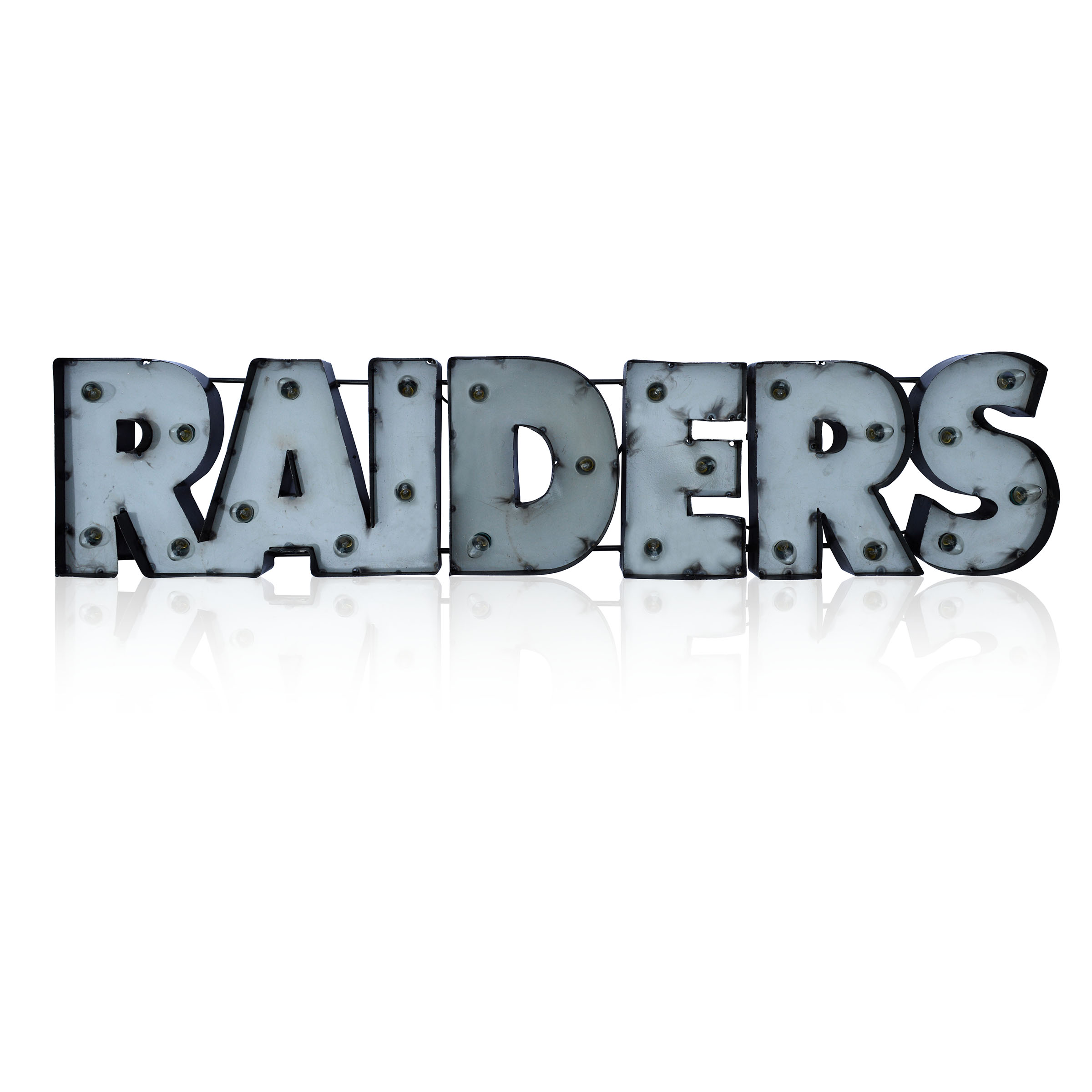 Las Vegas Raiders Lighted Recycled Metal Wordmark Logo Sign 7 Las Vegas Raiders Lighted Recycled Metal Wordmark Logo Sign - Image 7