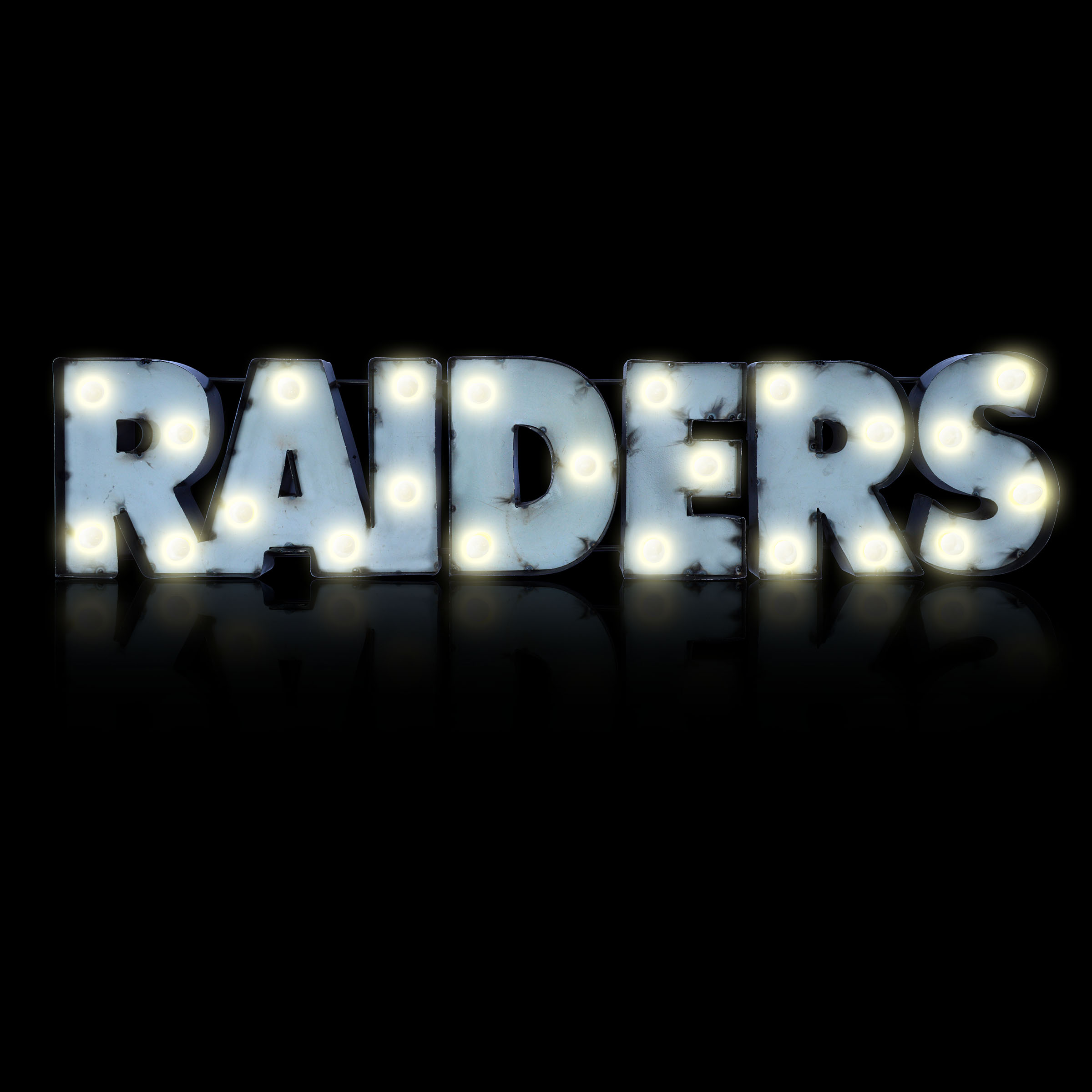 Las Vegas Raiders Lighted Recycled Metal Wordmark Logo Sign 9 Las Vegas Raiders Lighted Recycled Metal Wordmark Logo Sign - Image 9