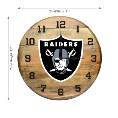 Las Vegas Raiders Oak Barrel Clock NFL Licensed