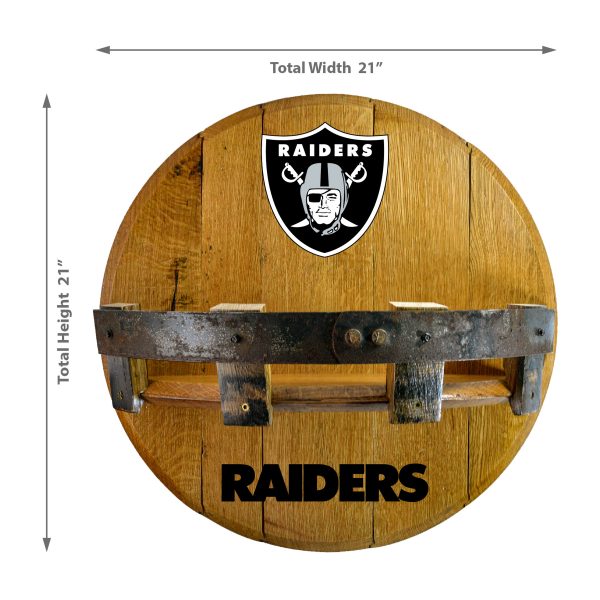 Las Vegas Raiders Oak Whiskey Barrel Bar Shelf 1