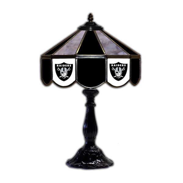 Las Vegas Raiders Tiffany Style 21 inch Glass Table Lamp