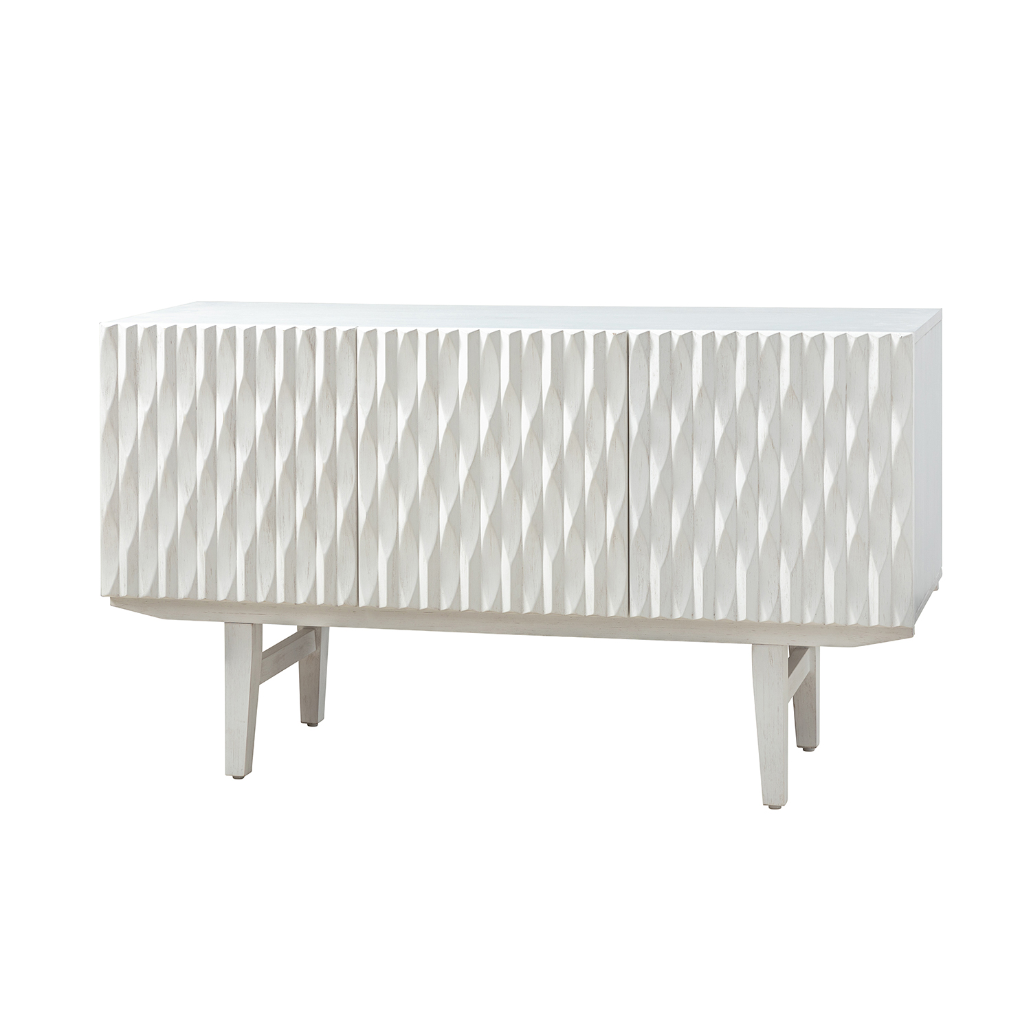 Laura White Fluted 3-Door Modern Sideboard 2 Laura White Fluted 3-Door Modern Sideboard - Image 2