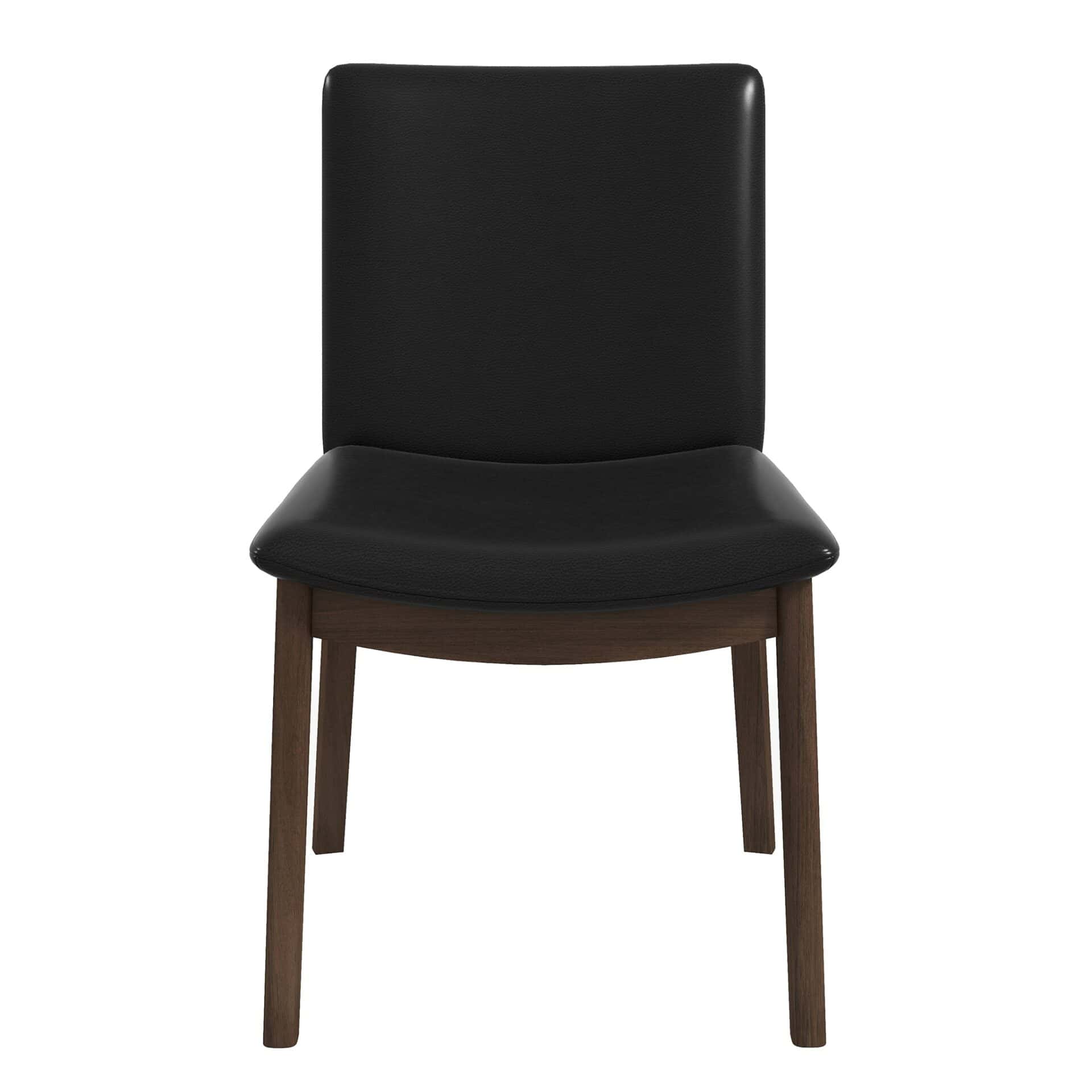 Black Leather Solid Wood Mid-Century Modern Dining Chair (Set of 2) 1 Black Leather Solid Wood Mid-Century Modern Dining Chair (Set of 2)