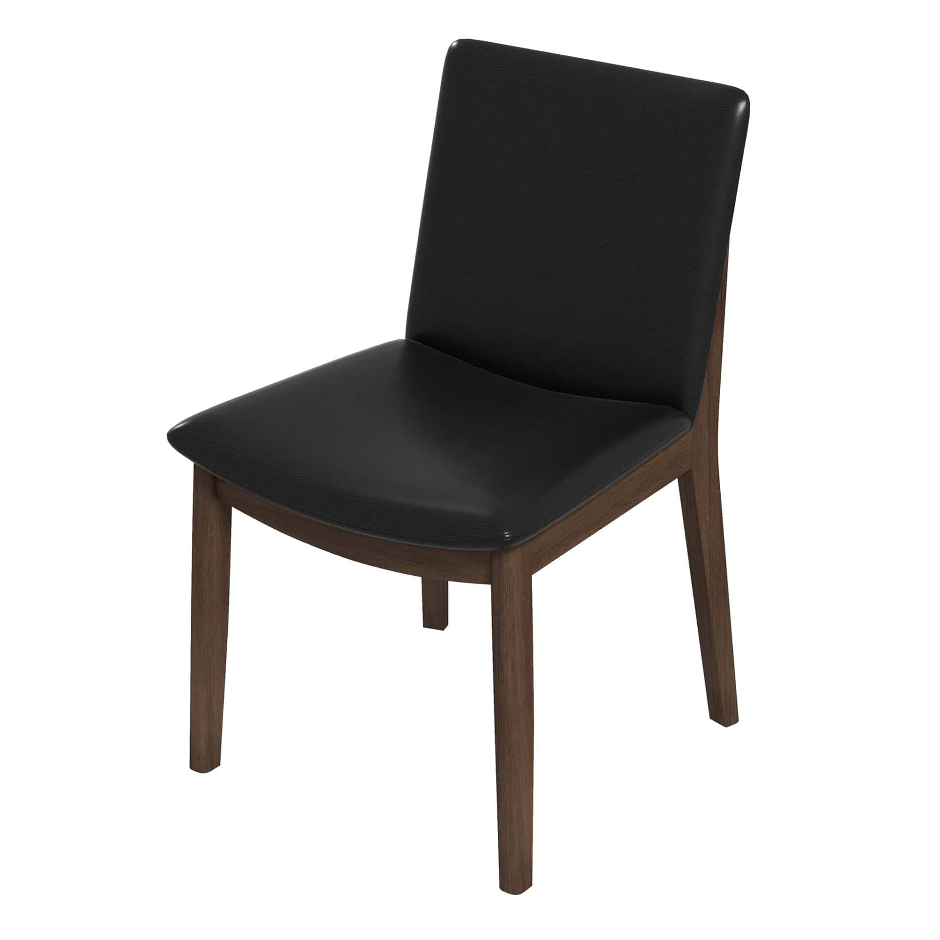 Black Leather Solid Wood Mid-Century Modern Dining Chair (Set of 2) 7 Black Leather Solid Wood Mid-Century Modern Dining Chair (Set of 2) - Image 7