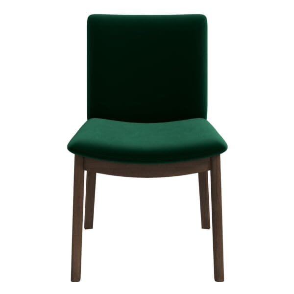 Green Velvet Solid Wood Mid-Century Modern Sculpted Back Dining Chair (Set of 2)