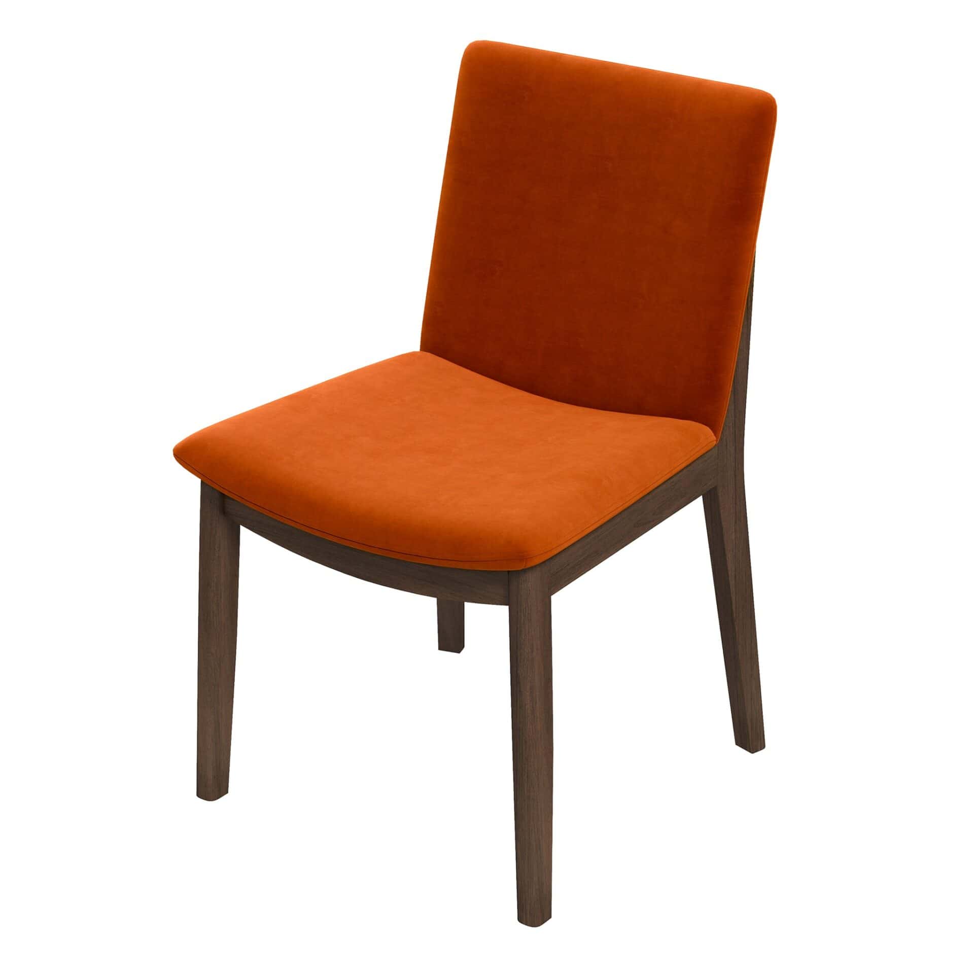 Orange Velvet Solid Wood Mid-Century Modern Dining Chair (Set of 2) 7 Orange Velvet Solid Wood Mid-Century Modern Dining Chair (Set of 2) - Image 7