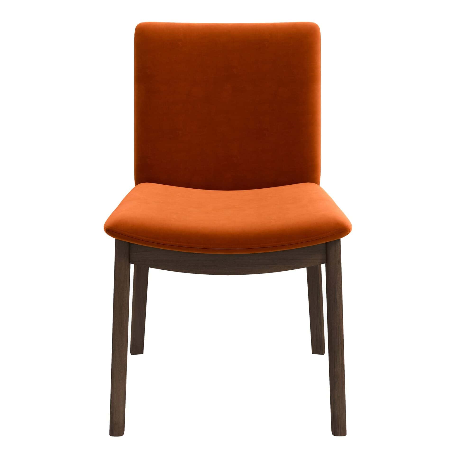 Orange Velvet Solid Wood Mid-Century Modern Dining Chair (Set of 2) 1 Orange Velvet Solid Wood Mid-Century Modern Dining Chair (Set of 2)