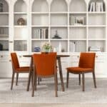 Orange Velvet Solid Wood Mid-Century Modern Dining Chair (Set of 2) 9 Orange Velvet Solid Wood Mid-Century Modern Dining Chair (Set of 2)