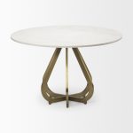 Laurent 48" Marble Top Gold Metal Base Dining Table