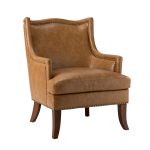 Laurenz Camel Vegan Leather Nailhead Wingback Armchair 7 Laurenz Camel Vegan Leather Nailhead Wingback Armchair