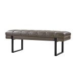 Laurg Grey Vegan Leather Channel Tufted Mid-Century Modern Bench 7 Laurg Grey Vegan Leather Channel Tufted Mid-Century Modern Bench