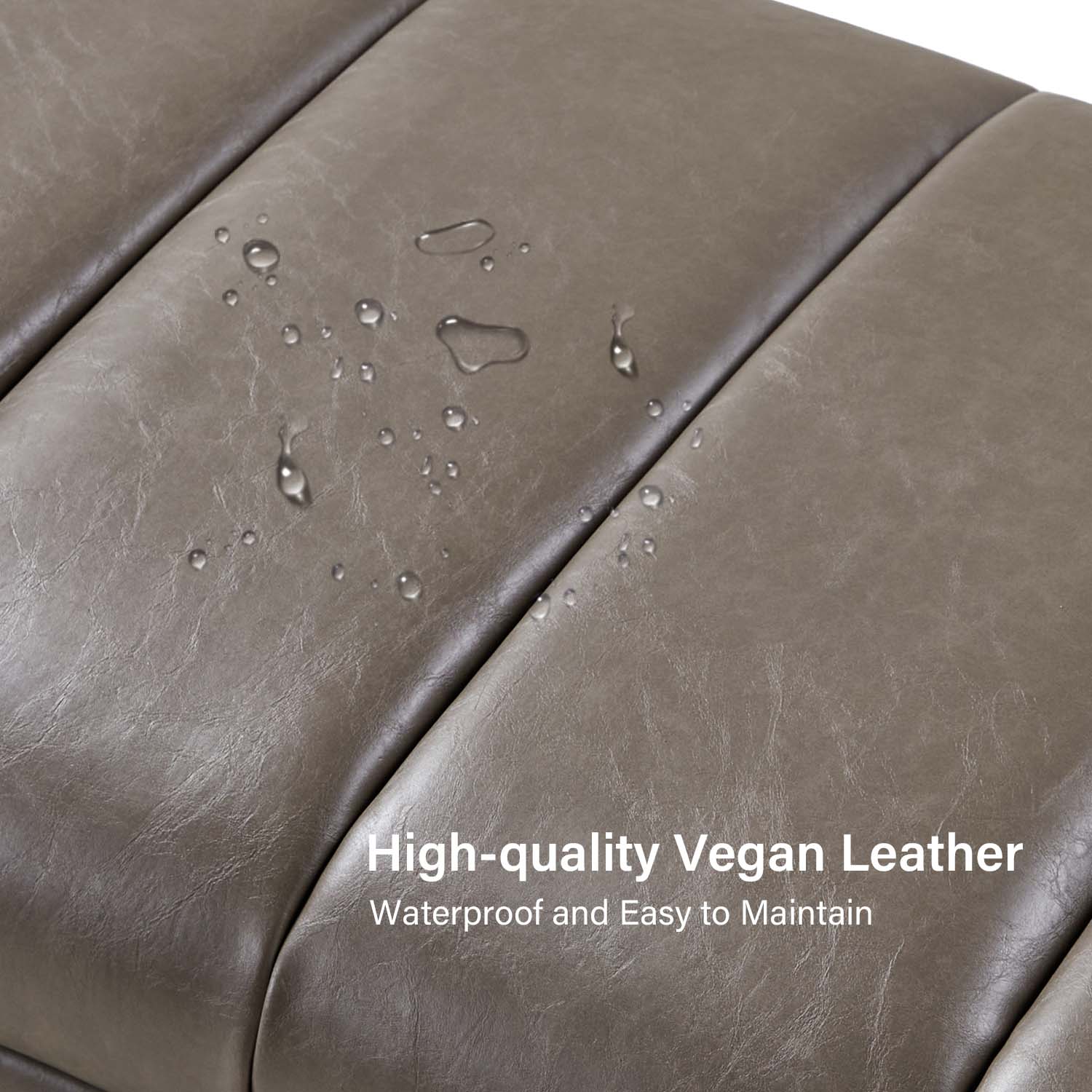 Laurg Grey Vegan Leather Channel Tufted Mid-Century Modern Bench 3 Laurg Grey Vegan Leather Channel Tufted Mid-Century Modern Bench - Image 3