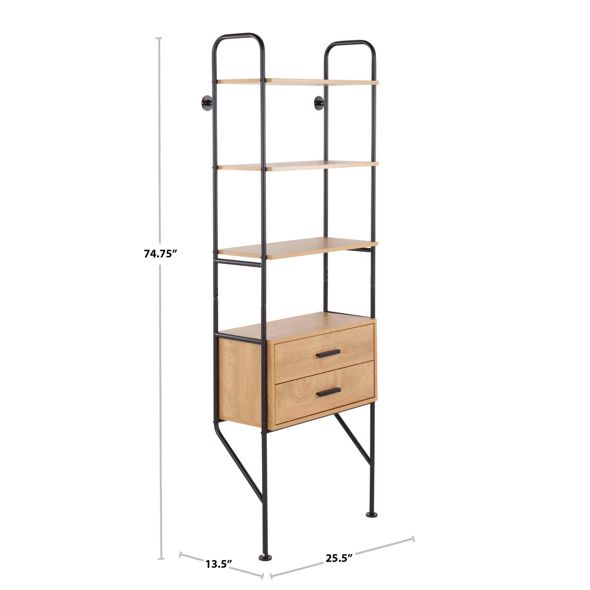 Lean Industrial Black Metal and Brown Wood Bookcase 10 Lean Industrial Black Metal and Brown Wood Bookcase - Image 10