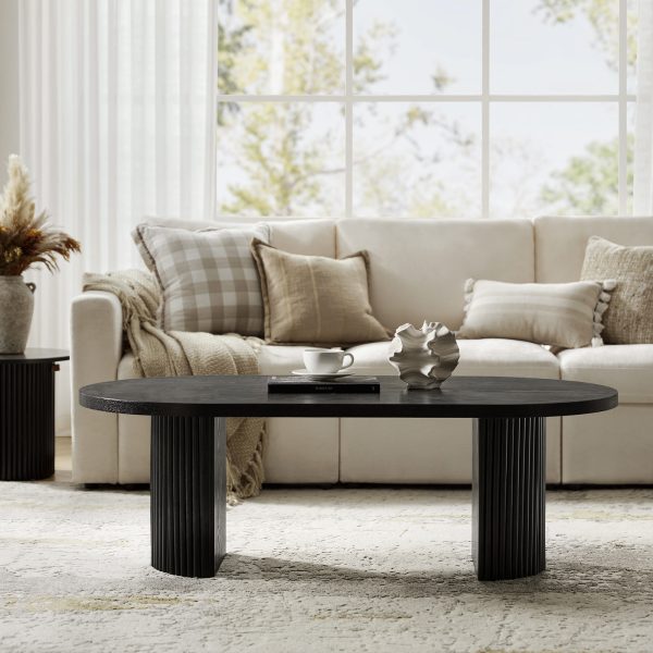 Lee Black Solid Wood Convertible Coffee Table with Side Table 1
