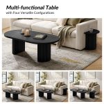 Lee Black Solid Wood Convertible Coffee Table with Side Table