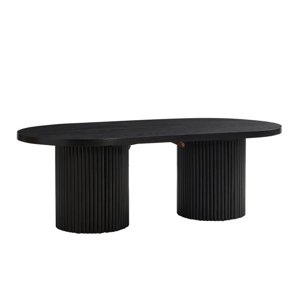 Lee Black Solid Wood Convertible Coffee Table with Side Table